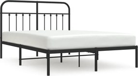 vidaXL fekete fém ágykeret fejtámlával 140 x 200 cm