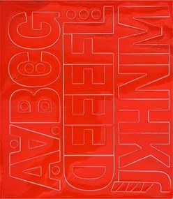 Öntapadós matrica, 5 cm-es, betűlap, ABC első fele, piros (LUIN136)