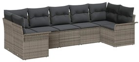 vidaXL Kerti Kanapé Szett párnával 7 pcs Szürke polirattan