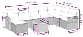 9 részes bézs polyrattan kerti ülőgarnitúra párnákkal