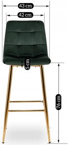 Zöld Bársony Bárszék Aranyszínű Lábbal. ARIEL