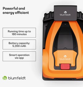 Blumfeldt Garden Hero, intelligens robotfűnyíró 1400 m²-ig terjedő gyepfelületre, üzemidő 3 óra, ütközésgátló érzékelő