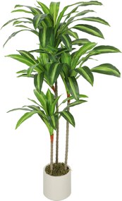 HOMCOM Dracaena műnövény állítható ágakkal, fehér PP és cement kaspó – PEVA levelek, fa törzs, 60 × 40 × 120 cm (24 × 16 × 47 hüvelyk) | Aosom