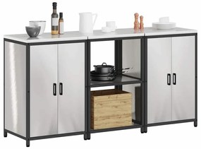 Konyhai Tároló Készlet polcokkal 3 pcs Ezüst 180 x 50 x 92 cm
