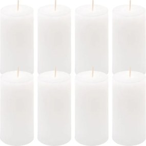Rusztikus gyertyakészlet 10 cm Ø 5 cm 8 db fehér
