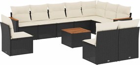 vidaXL 11 részes fekete polyrattan kerti ülőgarnitúra párnákkal