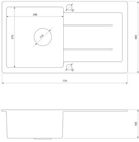 Samona - Konyhai mosogató SAMONA 77x44 cm gránit/szürke