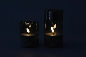 LED gyertya üvegben 3 db időzítő/talpas