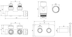 Mexen G00, saroktermosztatikus készlet négyzet alakú borítással, Duplex DN50, króm, W907-900-910-01