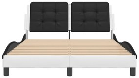 fehér és fekete műbőr ágykeret matrac nélkül Zadar 140 x 190 cm
