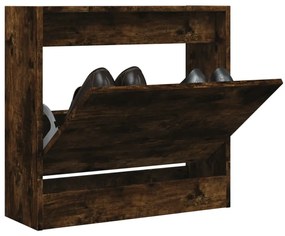 füstös tölgy színű szerelt fa cipőszekrény 60 x 21 x 57 cm