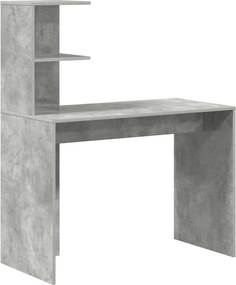 vidaXL Asztal polcokkal Beton Szürke 102 x 50 x 124 cm Faanyag