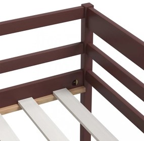 sötétbarna fenyőfa ágykeret fiókokkal és szekrénnyel 90x200 cm