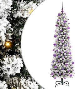 vidaXL Mű karácsonyfa 300 LED-del Fehér 210 cm PVC és Fém és Műanyag