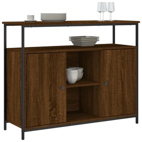 barna tölgy színű szerelt fa tálalószekrény 100 x 35 x 80 cm