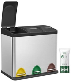 SORT szelektív hulladékgyűjtő, 24l (3x8l), ezüst Jurhan