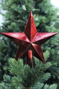 Piros műanyag karácsonyfa csúcsdísz csillag 30cm