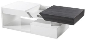 Dohányzó asztal, fehér fény/szürke fa design, MELIDA
