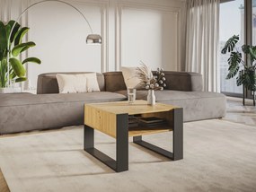 Quadro Dohányzóasztal Kézműves Tölgy - Fekete Színben