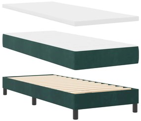 Ágykeret Mattal Sötét Zöld 80x200 cm Velúr