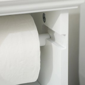 Kleankin Fürdőszobai Szekrény WC Papírtartóval, Helytakarékos Tárolás Fából, mérete: 21,5L x 17,8W x 66,5H cm, Fehér | Aosom