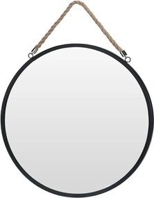 Fali Tükör Függő Fekete Kerek Dekoratív Loft Kerettel Vilde 41 cm