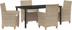 vidaXL Kert étkező szett 5 pcs Bézs polirattan