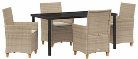 vidaXL Kert étkező szett 5 pcs Bézs polirattan