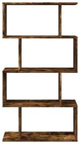 4 szintes füstös tölgy fa elválasztó könyvespolc 70x24x129 cm