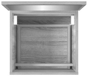 szürke sonoma színű szerelt fa fürdőszobaszekrény tükörrel