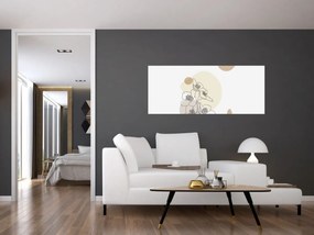 Kép - Bézs virágok pillangóval N⁰4 (120x50 cm)