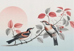 Fotótapéta Flizelin Dekoratív az irodába Ülő madarak 208x146 Ragasztó