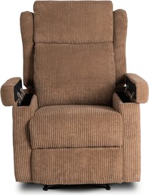 Masszázsfunkciós dönthető fotel barna kordbársony kárpitozással – SEBASTIAN