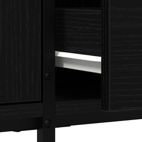 TV Szekrény Fiókkal Fekete Tölgy 200x25x44 cm Egyesített Fa