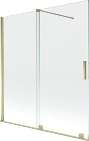 Mexen Velar, 2 szárnyas eltolható kádparaván 150 x 150 cm, 8mm átlátszó üveg, arany fényes profil, 896-150-000-01-50