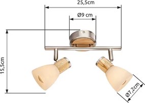 Globo 54352-2 Spot matt króm, fa, üveg fehér, BxH:155x255, exkl. 2xE14 40W 230V