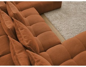 Terrakotta színű zsenília kinyitható-tárolóhelyes sarokkanapé (jobb oldali-U alakú) Everest – Bobochic Paris
