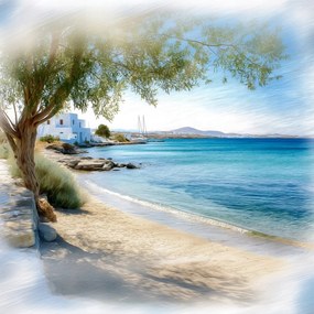 Canvas Vászonkép Mediterrán Tengerpart Türkiz Olíva 80 x 80