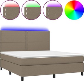 vidaXL tópszínű szövet rugós és LED-es ágy matraccal 180 x 200 cm