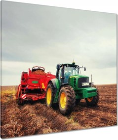 Vászonkép 80x80 Traktor szántóföld farmer