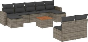 vidaXL 10 részes szürke polyrattan kerti ülőgarnitúra párnákkal