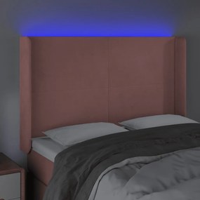 rózsaszín bársony LED-es fejtámla 147x16x118/128 cm