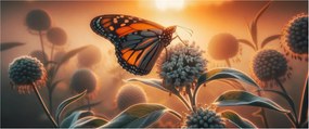 Kép – Pillangó a lenyugvó napban (120x50 cm)