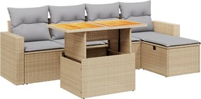 vidaXL 6 részes bézs polyrattan kerti ülőgarnitúra párnával