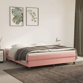 Rózsaszín bársony rugós ágykeret 180x200 cm