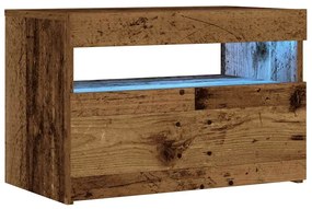 éjjeliszekrény LED fényekkel régi fa 60x35x40 cm gépelt fa