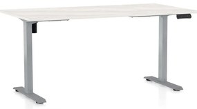 OfficeTech B állítható magasságú asztal, 160 x 80 cm, szürke alap, fehér kőris