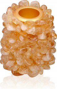 Dekoratív gyertyatartó csiszolt kövekkel Sárga asztali gyertyákhoz