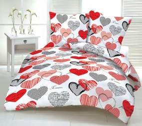 Ágyneműhuzat kéregből 140x200 Szívek I Love You piros