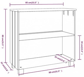 HAMAR mézbarna tömör fenyőfa tálalószekrény 85 x 35 x 80 cm